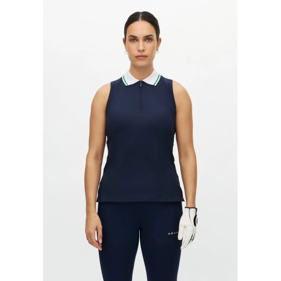 Polo sans manches Rib Navy Femme