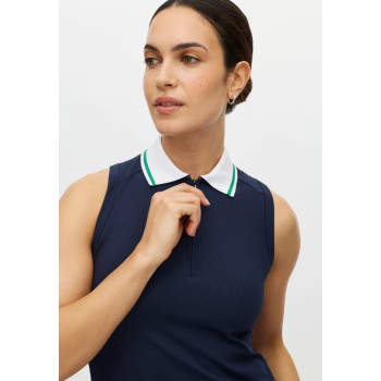 Polo sans manches Rib Navy Femme