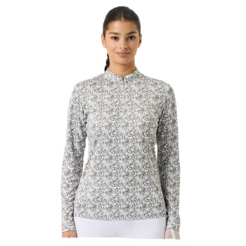 Polo manches longues Dull Printed Abstract Swirl Femme