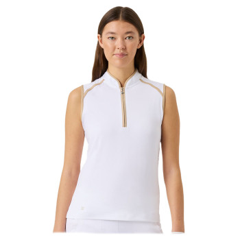 Polo sans manches 1/4 Zip Trophy White Femme