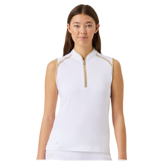 Polo sans manches 1/4 Zip Trophy White Femme