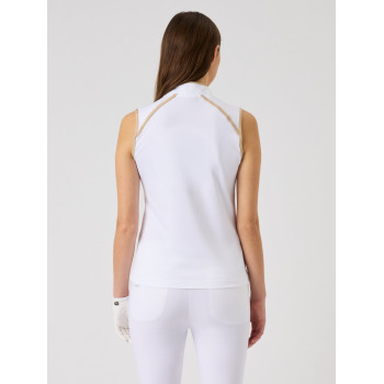 Polo sans manches 1/4 Zip Trophy White Femme