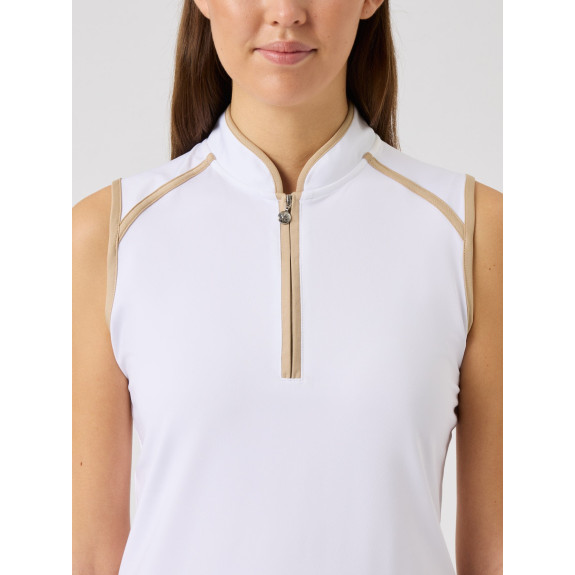 Polo sans manches 1/4 Zip Trophy White Femme
