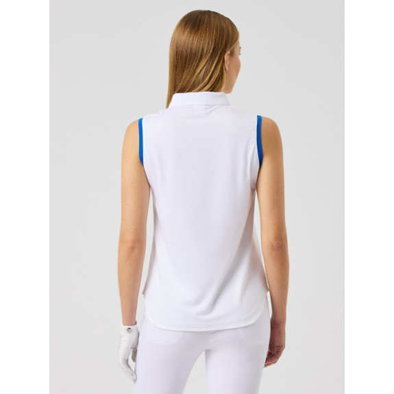 Polo sans manches 1/4 Zip Argyle Mid Blue Femme