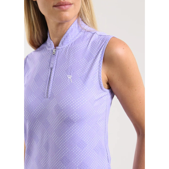 Polo 1/4 Zip Antigua Lilac Microprint Femme