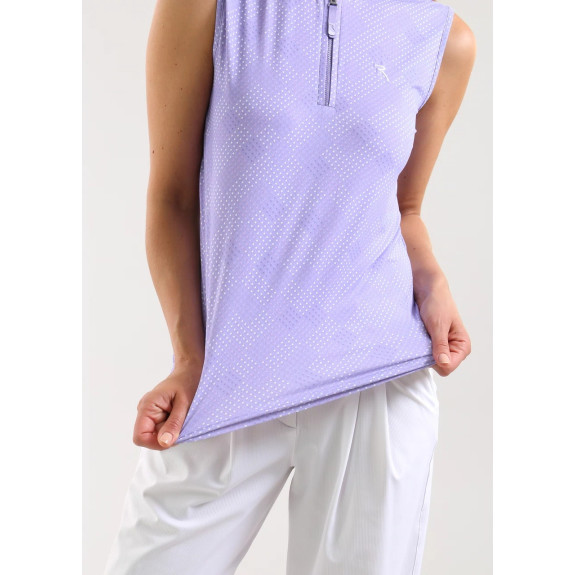 Polo 1/4 Zip Antigua Lilac Microprint Femme