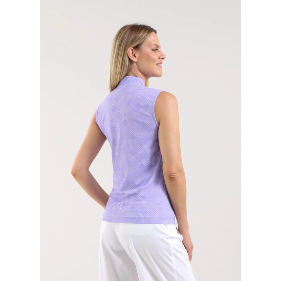 Polo 1/4 Zip Antigua Lilac Microprint Femme