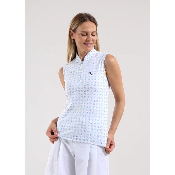 Polo 1/4 Zip Antigua Azure Femme