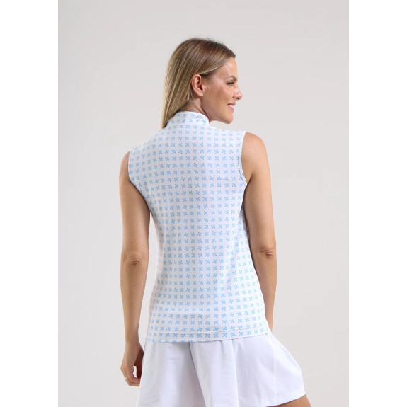 Polo 1/4 Zip Antigua Azure Femme