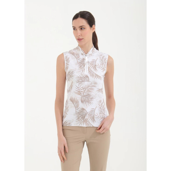 Polo 1/4 Zip Antigua Sand Leaves Femme