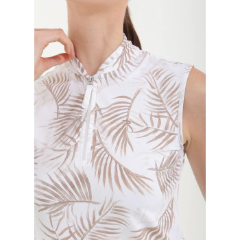 Polo 1/4 Zip Antigua Sand Leaves Femme