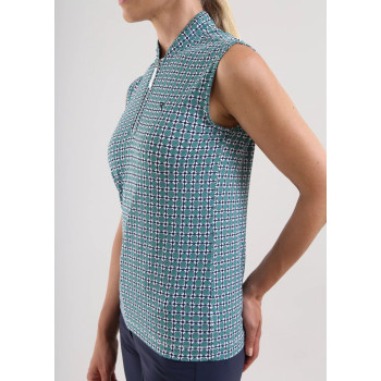 Polo 1/4 Zip Antigua Emerald Gems Femme