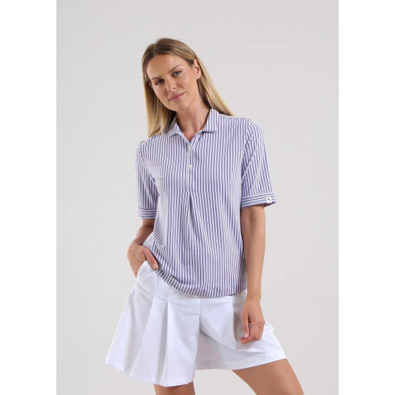 Polo Alissa White-Lilac Lines Femme