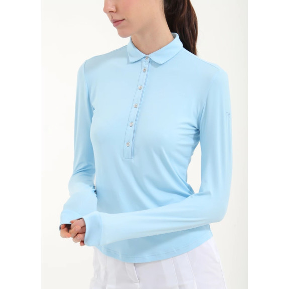 Polo manches longues Amur Azure Femme