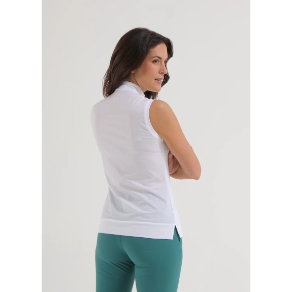 Polo sans manches 1/2 Zip Anybody White Femme