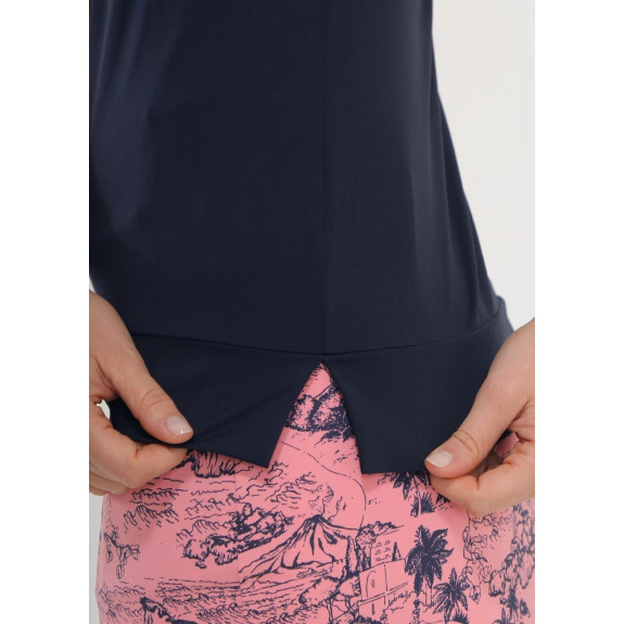 Polo sans manches 1/2 Zip Anybody Navy Femme