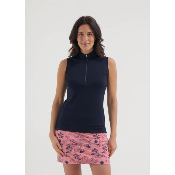 Polo sans manches 1/2 Zip Anybody Navy Femme 2