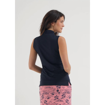 Polo sans manches 1/2 Zip Anybody Navy Femme