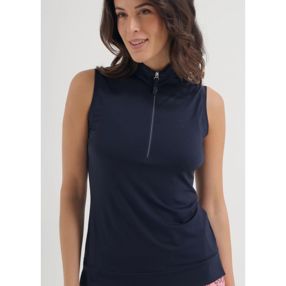 Polo sans manches 1/2 Zip Anybody Navy Femme