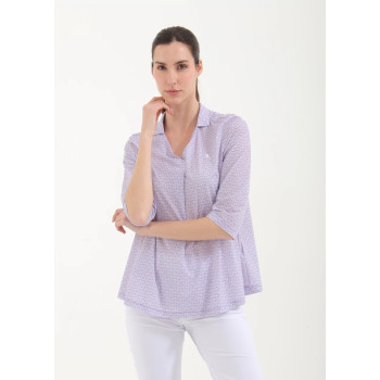 Polo manches 3/4 Ashanti Lilac Palms Femme 2