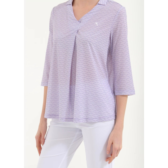 Polo manches 3/4 Ashanti Lilac Palms Femme