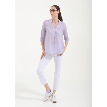Polo manches 3/4 Ashanti Lilac Palms Femme