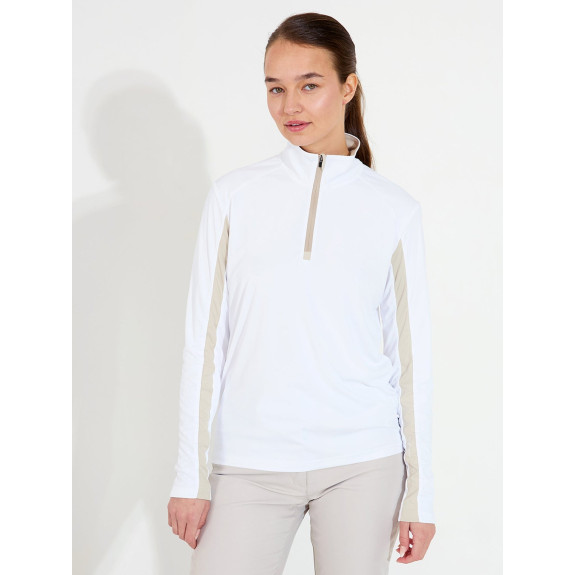 Pull 1/4 Zip Aloha UV White/Beige Femme