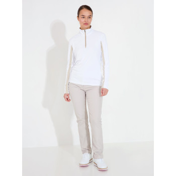 Pull 1/4 Zip Aloha UV White/Beige Femme