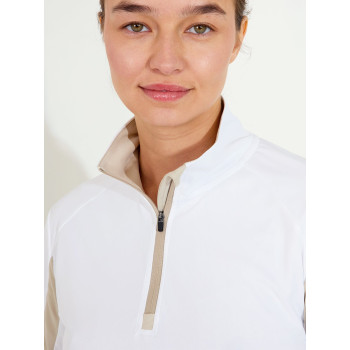 Pull 1/4 Zip Aloha UV White/Beige Femme