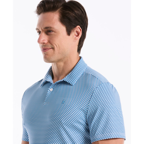 Polo Micro Geo Print Malibu Blue Homme