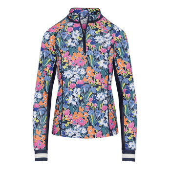 Veste 1/4 Zip Skecth Floral Sun Protection Black Iris Femme