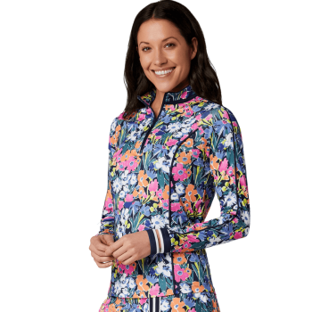 Veste 1/4 Zip Skecth Floral Sun Protection Black Iris Femme