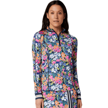 Veste 1/4 Zip Skecth Floral Sun Protection Black Iris Femme