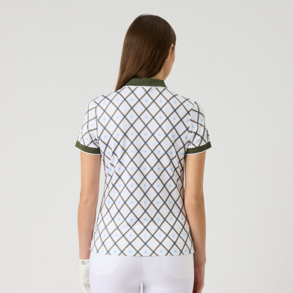 Polo Print Short Sleeve White Femme
