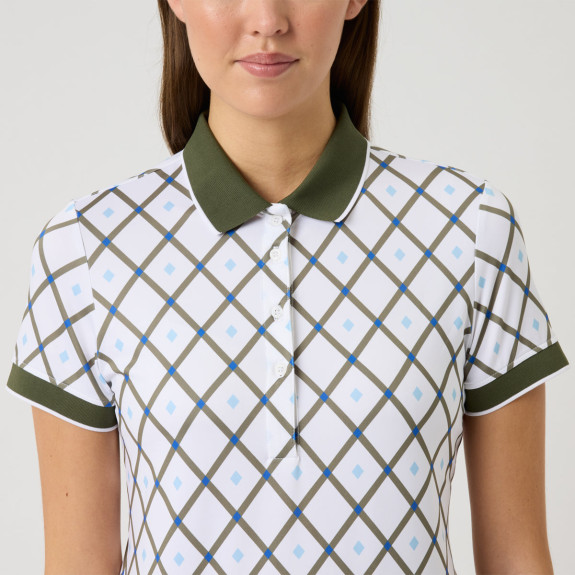 Polo Print Short Sleeve White Femme