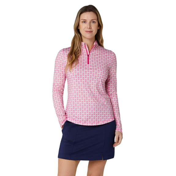 Pull 1/4 Zip Deco Geo Fushia Purple Femme
