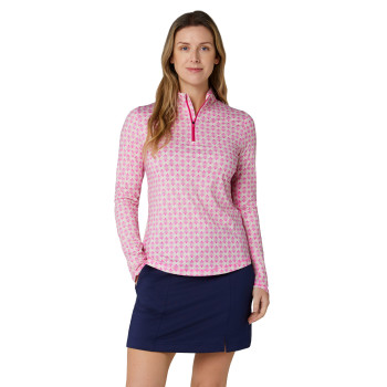 Pull 1/4 Zip Deco Geo Fushia Purple Femme