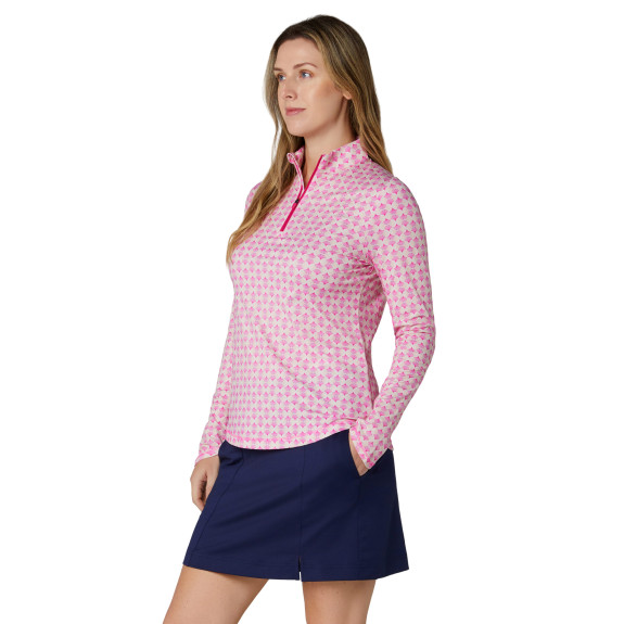 Pull 1/4 Zip Deco Geo Fushia Purple Femme