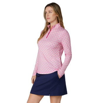 Pull 1/4 Zip Deco Geo Fushia Purple Femme