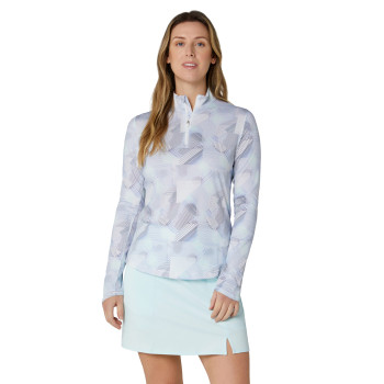 Pull 1/4 Zip Active Geo Brilliant White Femme