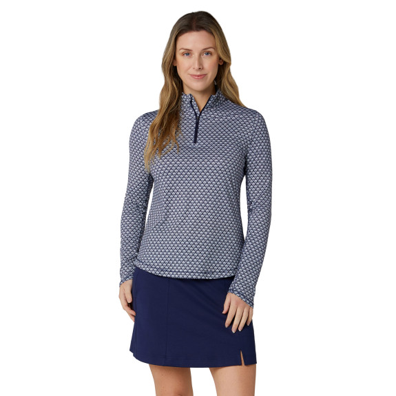 Pull 1/4 Zip Scarf Geo Peacoat Femme