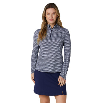 Pull 1/4 Zip Scarf Geo Peacoat Femme