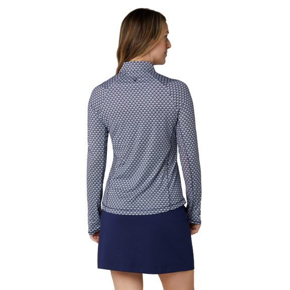 Pull 1/4 Zip Scarf Geo Peacoat Femme