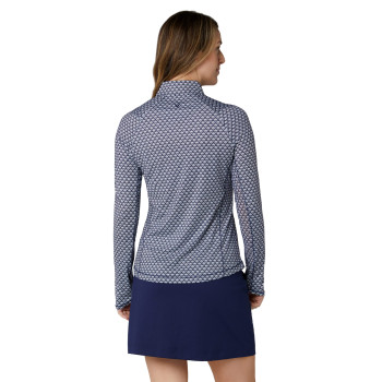 Pull 1/4 Zip Scarf Geo Peacoat Femme
