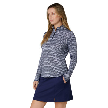 Pull 1/4 Zip Scarf Geo Peacoat Femme