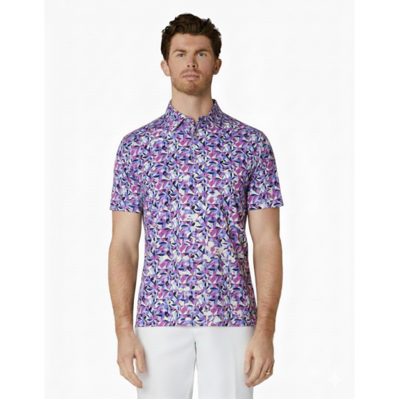 Polo Dogwood Floral Geo Print Vista Blue Homme