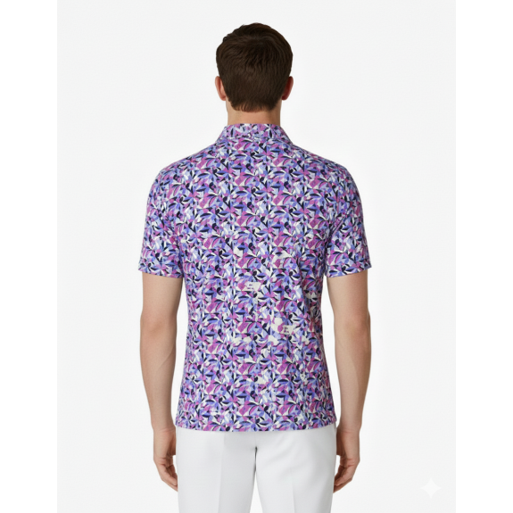 Polo Dogwood Floral Geo Print Vista Blue Homme