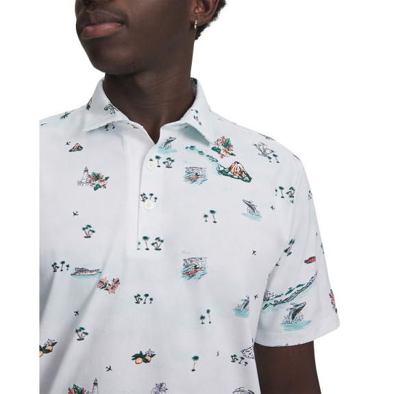 Polo UA Drive Golf Trip imprimé White Homme