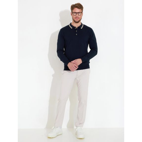 Polo manches longues Niblick Navy Homme