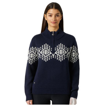 Pull Half Neck Unlined Navy Femme